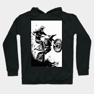 Dirt bike wheelie - splashed ink - white background Hoodie